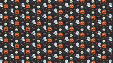 Cute halloween pumpkins and ghosts wallpaper