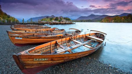 Serene Boats by the Lakeside wallpaper