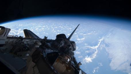 Majestic View of Earth from Space Station Perspective wallpaper