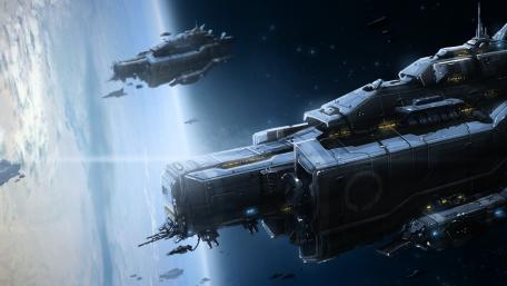 Futuristic Spacecraft in an Epic Cosmic Scene wallpaper