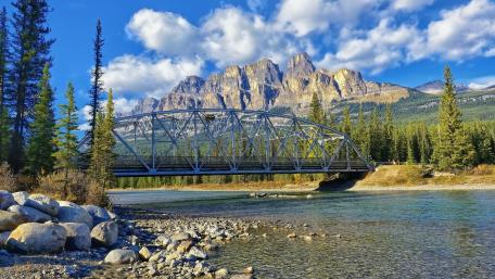 Bridge Over Bow River at Castle Mountain wallpaper