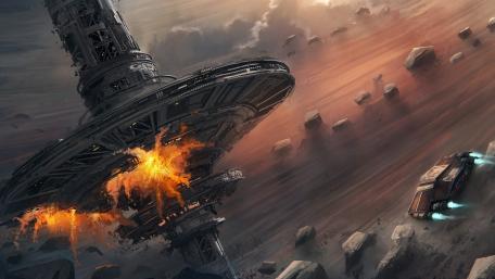 Space station explosion wallpaper