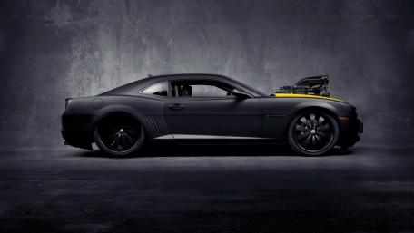 Sleek Matte Black Chevrolet Camaro Coupe Wallpaper wallpaper