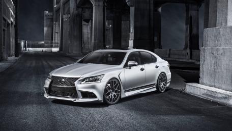 Sleek Monochrome Lexus LS in Urban Setting wallpaper