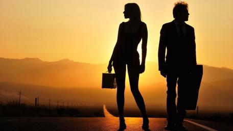 Journey of Friendship on a Sunset Roadway wallpaper