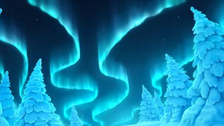 Enchanted Polar Lights Over Snowy Pines wallpaper