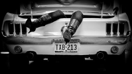 Vintage Elegance Meets Automotive Charm in Black and White Photography wallpaper
