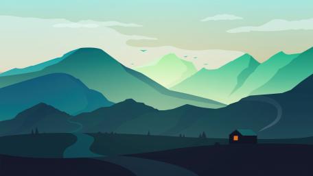Serene Mountain Morning Minimalist Art wallpaper