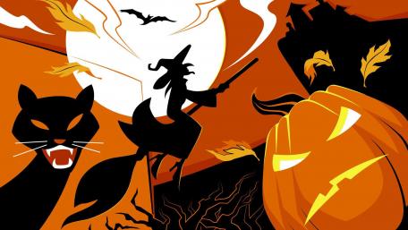 Spooky Halloween Night Scene wallpaper