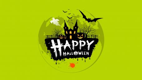 Happy Halloween in green wallpaper