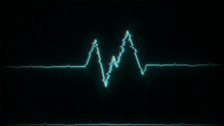 Wave Glitch cyan 8K wallpaper