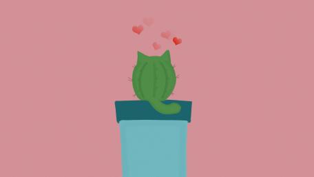 Cactus cat wallpaper