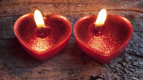 Romantic Heart Candle Glow for Valentine's Day wallpaper
