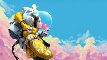 Bubble Gum Space Girl wallpaper