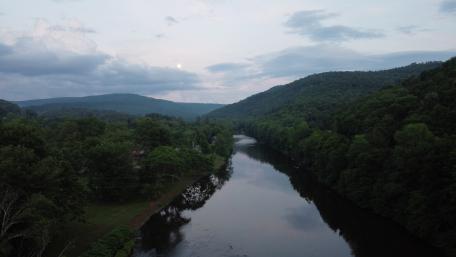 Serene River Amidst Lush Greenery wallpaper