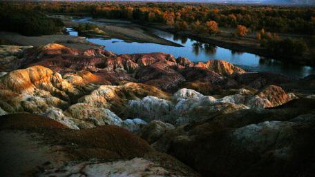 Serene Landscape with Unique Geological Formations wallpaper
