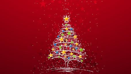 Festive Christmas Tree with Colorful Stars wallpaper