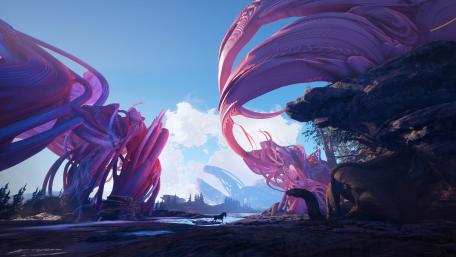Stream on plains. wallpaper