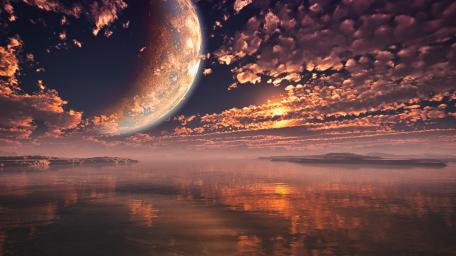 Planet on the Horizon Sunset wallpaper