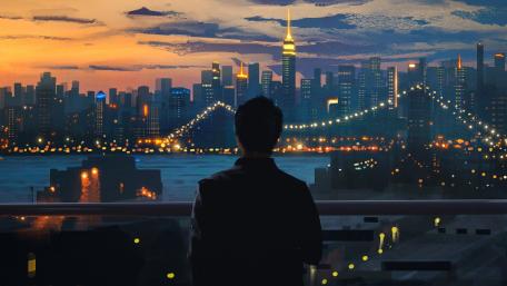 Gazing into the Heart of Manhattan at Dusk wallpaper