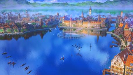 Enchanted City by the Lake at Dusk wallpaper