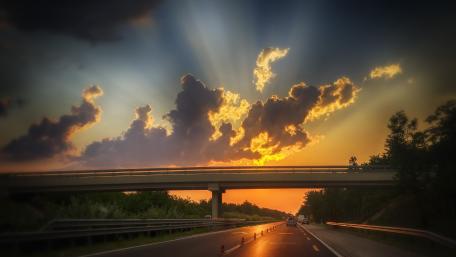 Highway Sunset Glow wallpaper