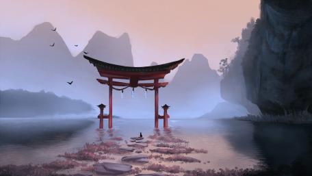 Mystical Torii Gate at Twilight wallpaper