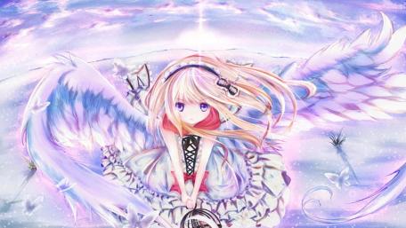 Serene Angelic Emissary Amidst the Skies wallpaper