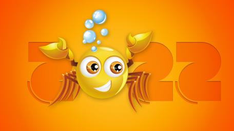 Cheerful Crab Celebrating the New Year 2022 wallpaper