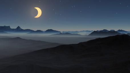 Mystical Moonlit Mountains wallpaper