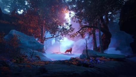 Enchanted Autumn Forest with Mystic Fox wallpaper