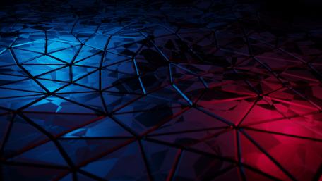 Geometric Nightscape: Red and Blue Triangles wallpaper