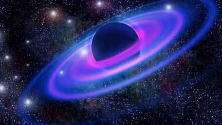 Majestic Purple Planet with Radiant Rings wallpaper