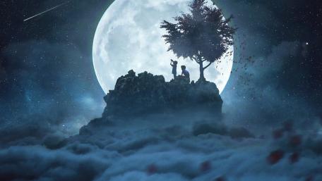 Talking to the moon art wallpaper