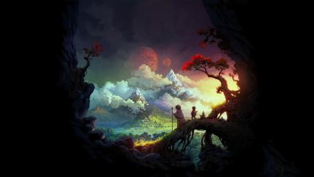 Wanderers in a Mystical Realm wallpaper