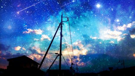 Celestial Night in Anime Scenery wallpaper