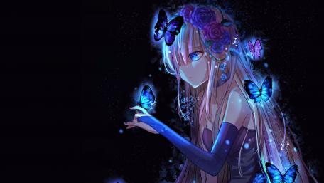 Enchanted Night with Luminous Butterflies wallpaper