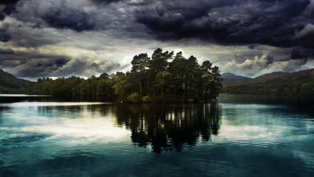 Mysterious Reflections in an Overcast Landscape wallpaper