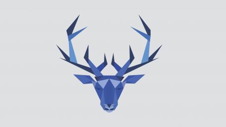 Blue Geometric Deer Art Design for Serenity in Your Space wallpaper