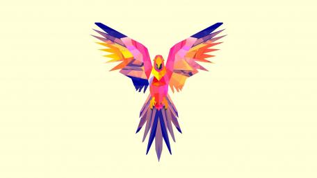 Vibrant Geometric Parrot Design for Minimalist Spaces wallpaper