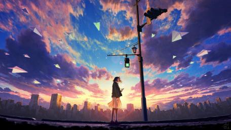 Urban Sunset Dreamscape wallpaper