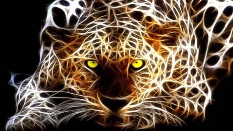 Glowing Neon Leopard in Fantasy Realm wallpaper
