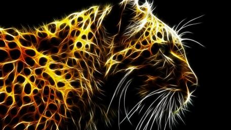 Glowing Leopard Artistry in Fantasy Style wallpaper
