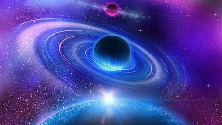 Mystical Rings of the Purple Galaxy wallpaper
