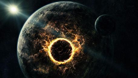Cosmic Destruction in Vibrant Colors wallpaper