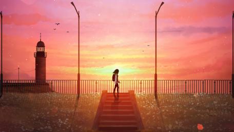 Solitary Walk to the Lighthouse wallpaper