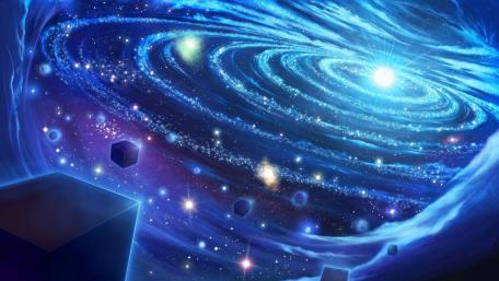 Spiraling Wonders of the Blue Galaxy wallpaper