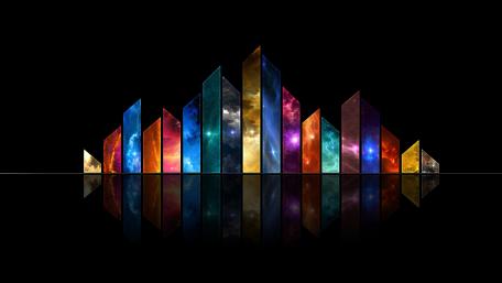 Vibrant Universe Reflection in Digital Collage wallpaper