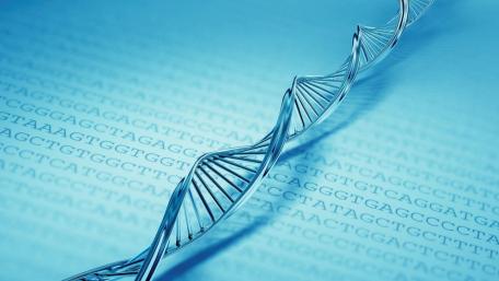 Elegant Blue DNA Helix Design for Modern Spaces wallpaper