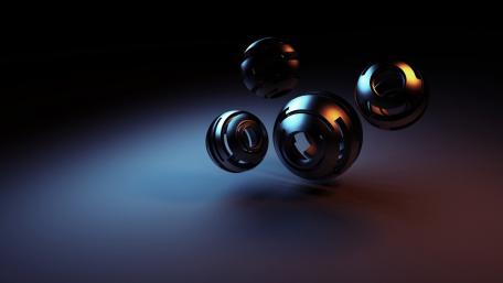 Dynamic Floating Spheres in Dark Space wallpaper